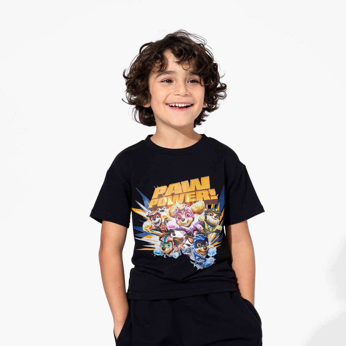 PAW Patrol: The Mighty Movie Obsidian Black Bamboo Terry Kids Oversized T-Shirt - HoneyBug 
