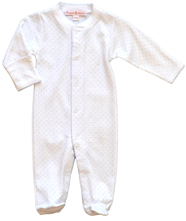 Light Blue Polka Dot Footie - HoneyBug 