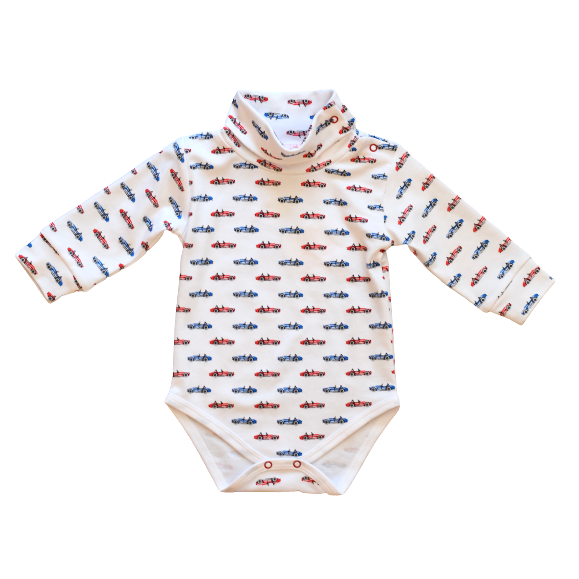 Red Cobra Car Turtleneck Onesie - HoneyBug 
