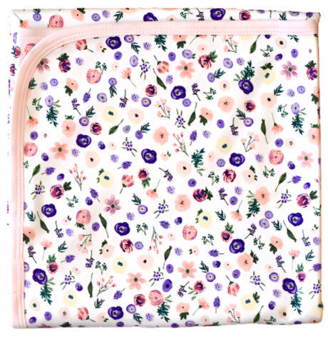 Clementine Purple Floral Blanket - HoneyBug 