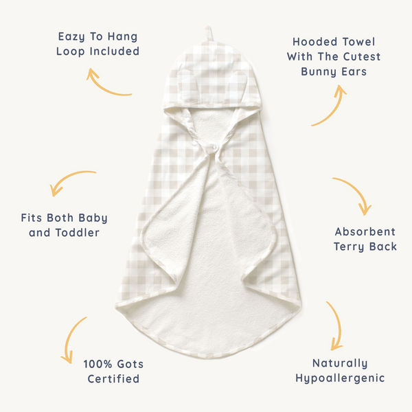 Organic Cotton Hooded Baby Towel & Poncho - Plaid - HoneyBug 