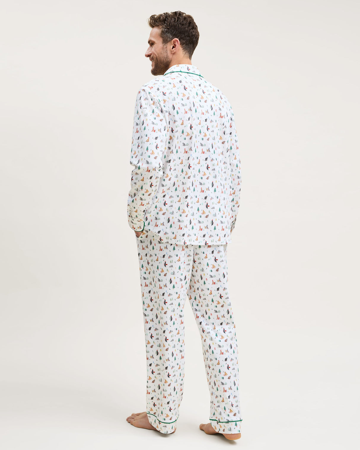 Men's Pima Pajama Set in Merry Meow - HoneyBug 