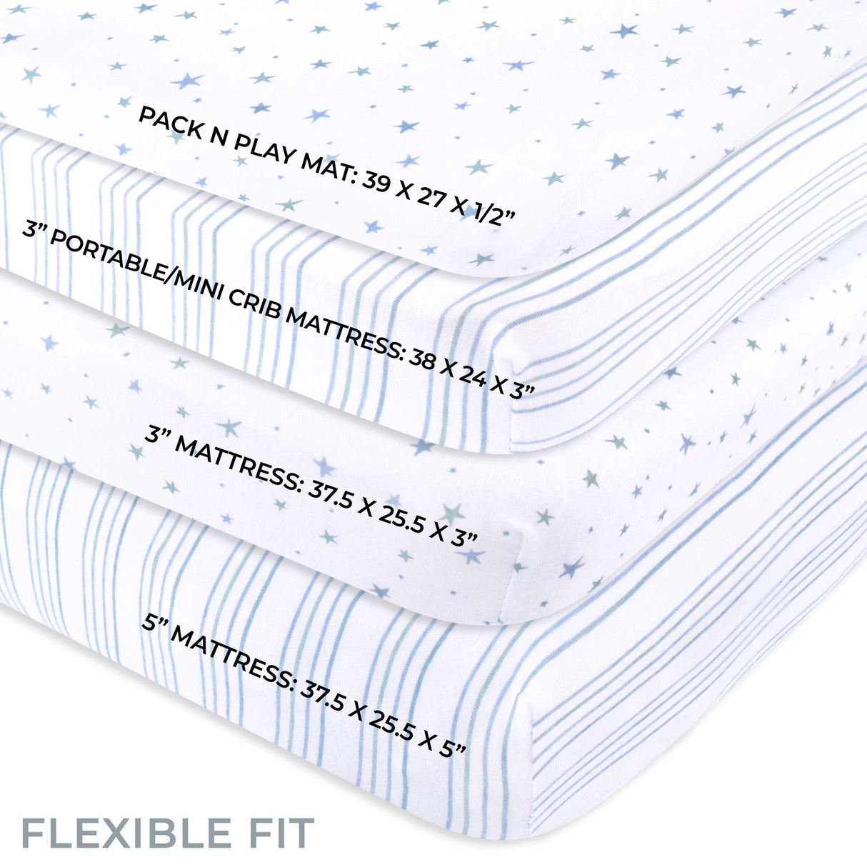 Pack N Play I Portable Crib Sheet Set - Dusty Blue Stars - HoneyBug 