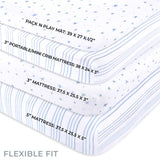Pack N Play I Portable Crib Sheet Set - Dusty Blue Stars - HoneyBug 