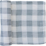 Coastal Plaid Muslin Swaddle Blanket - HoneyBug 