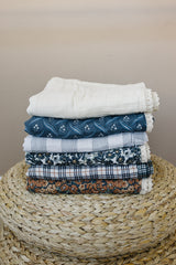 Coastal Plaid + Navy Muslin Quilt - HoneyBug 