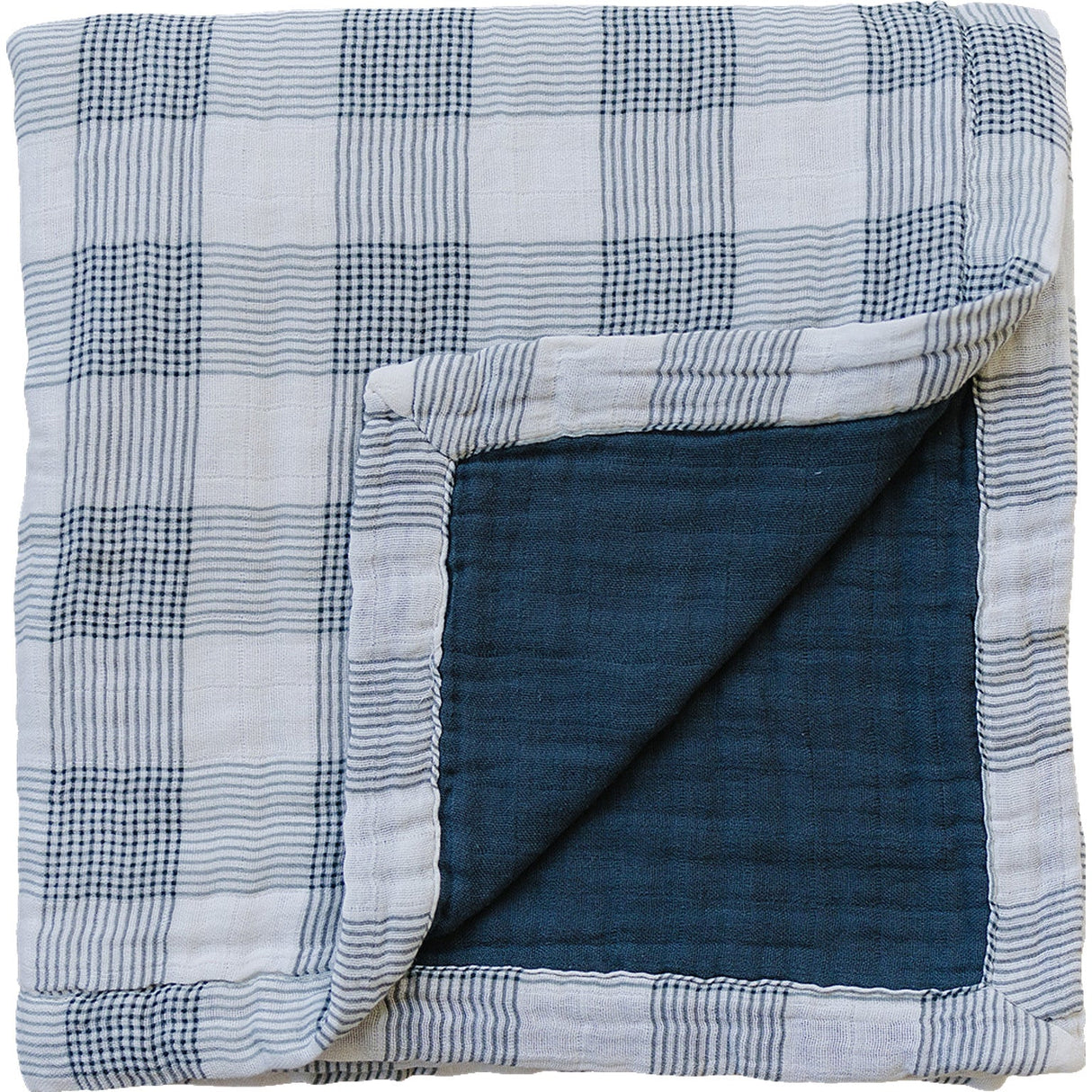 Coastal Plaid + Navy Muslin Quilt - HoneyBug 