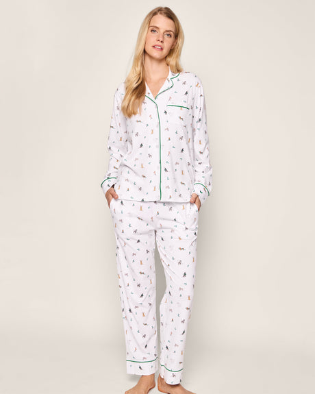 Women's Pima Pajama Set in Jingle Paws - HoneyBug 