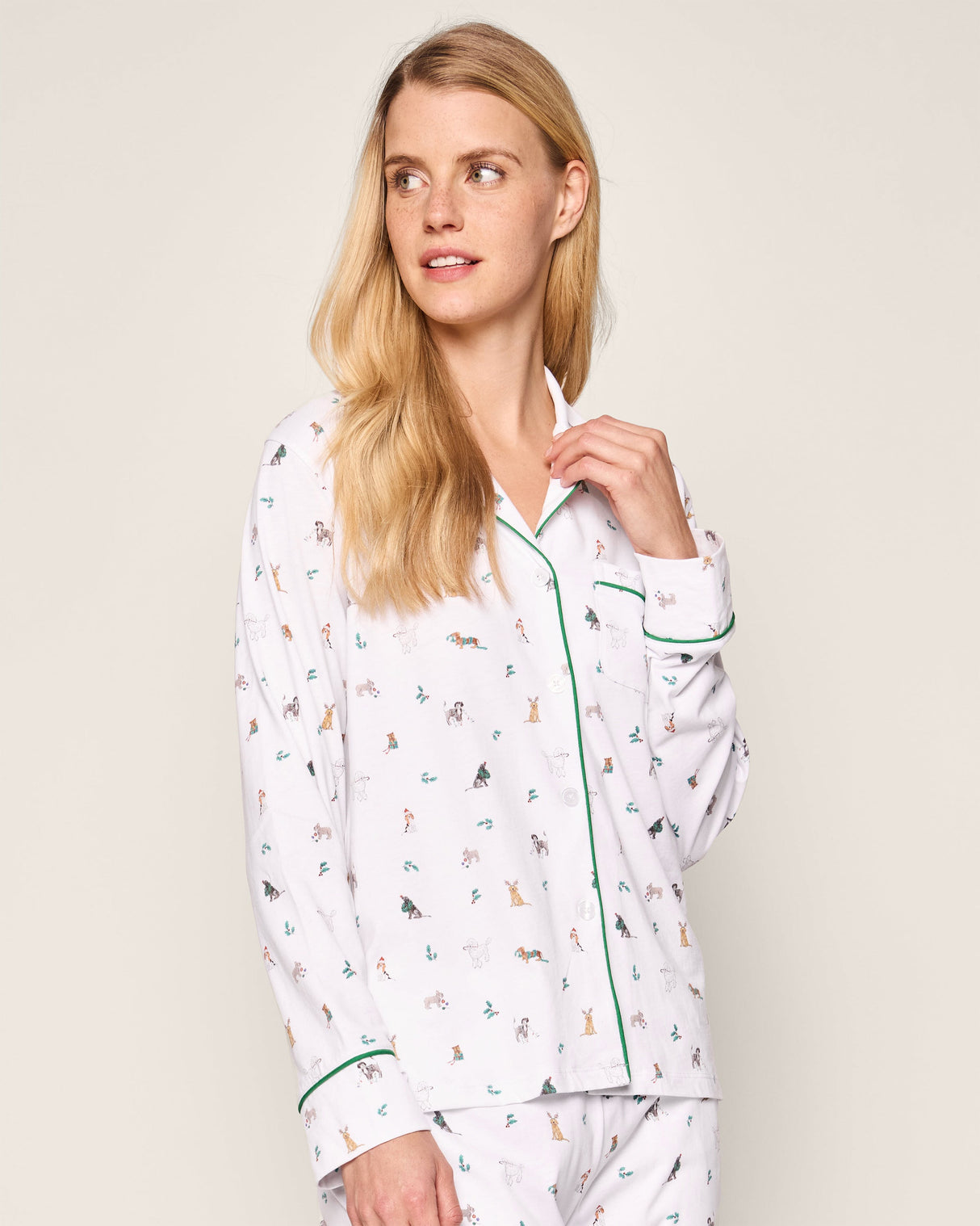 Women's Pima Pajama Set in Jingle Paws - HoneyBug 