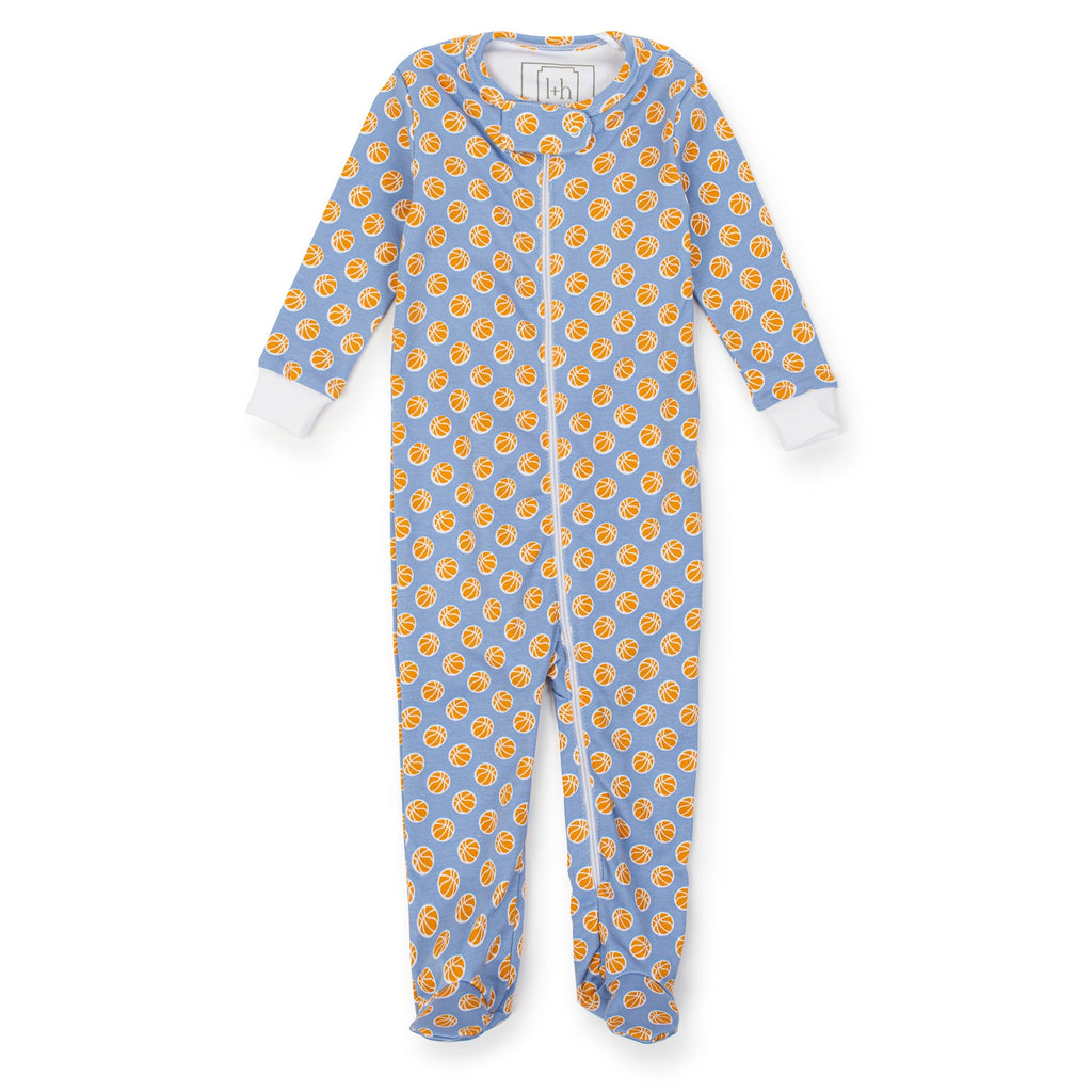 Parker Boys' Pima Cotton Zipper Pajama - Hoop it up Blue - HoneyBug 