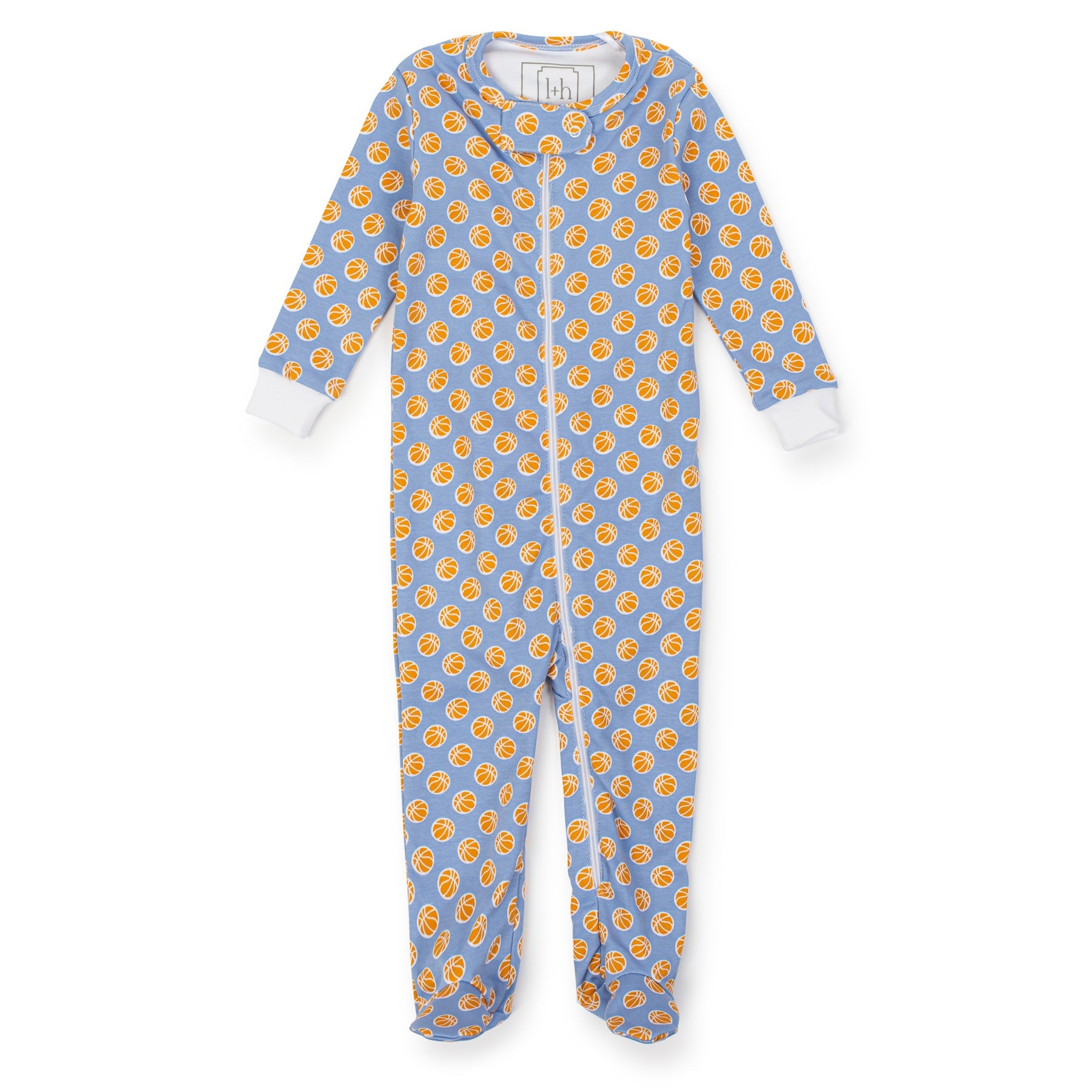 Parker Boys' Pima Cotton Zipper Pajama - Hoop it up Blue - HoneyBug 