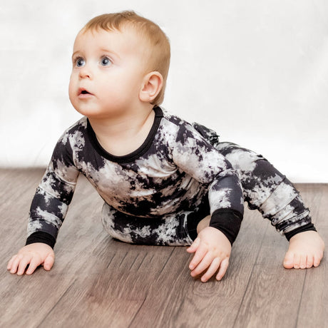 LONG SLEEVE 2 PIECE SETS- Black Tie Dye - HoneyBug 