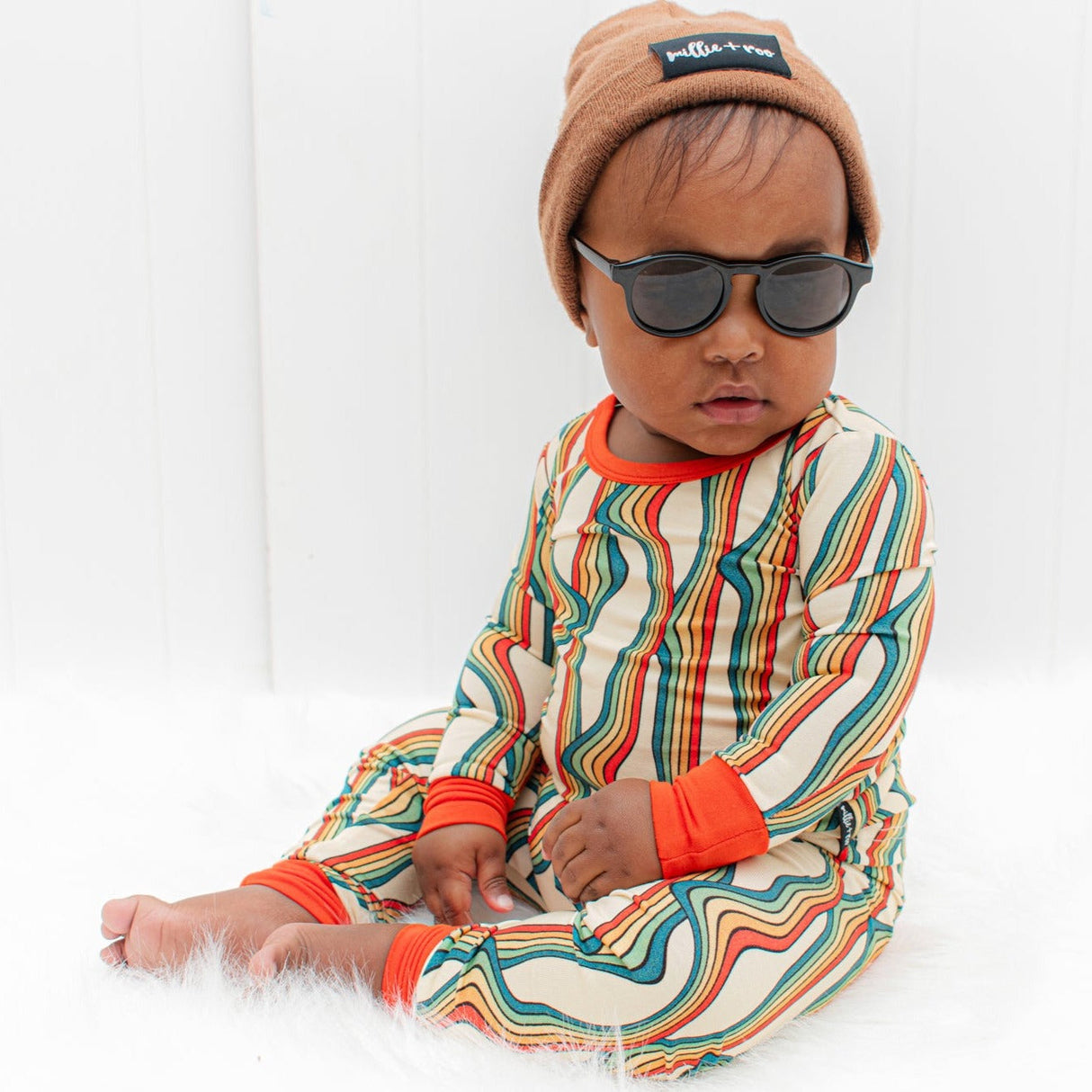 LONG SLEEVE 2 PIECE SETS- Retro Rainbow - HoneyBug 