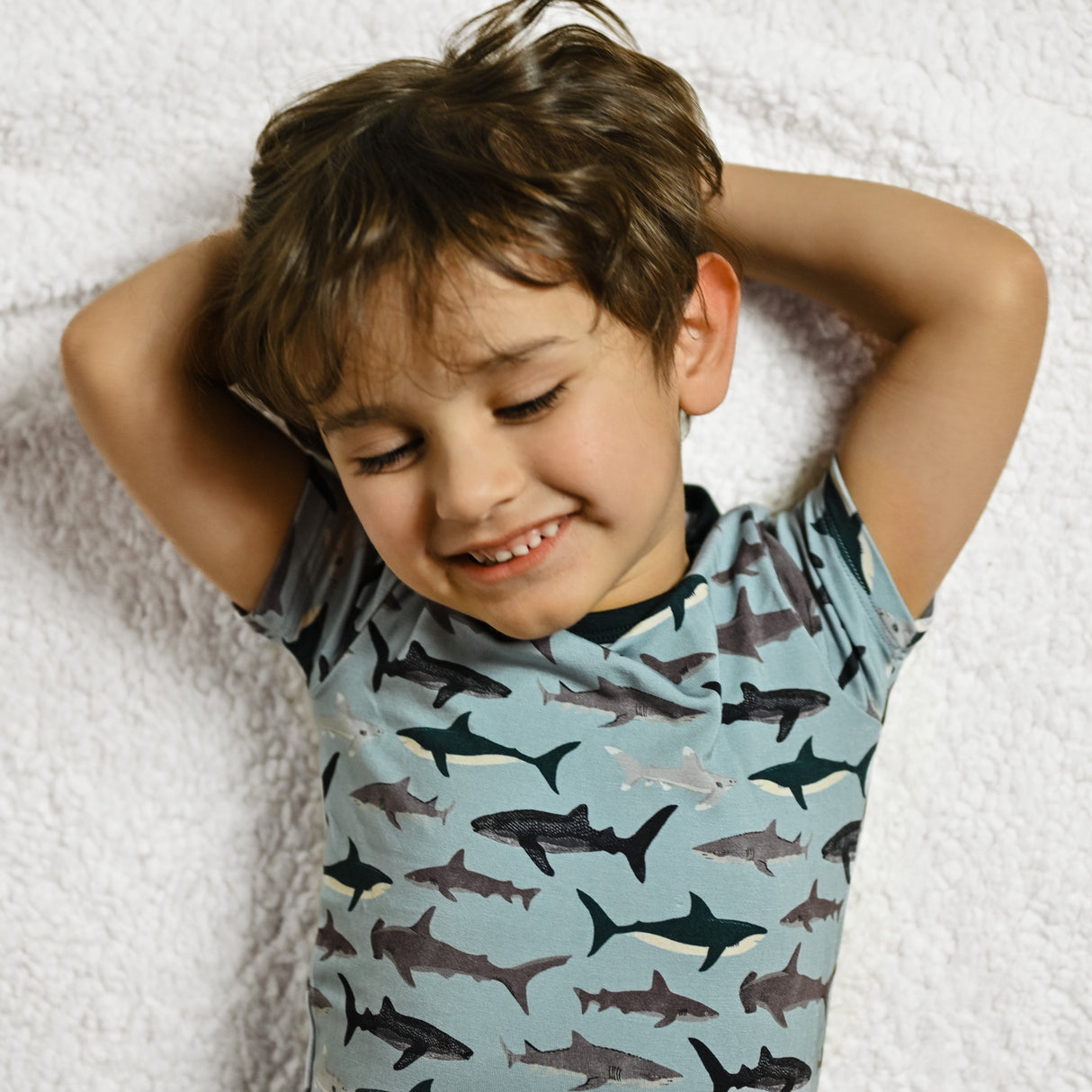 TWO PIECE SHORTIE SET- Sharks - HoneyBug 