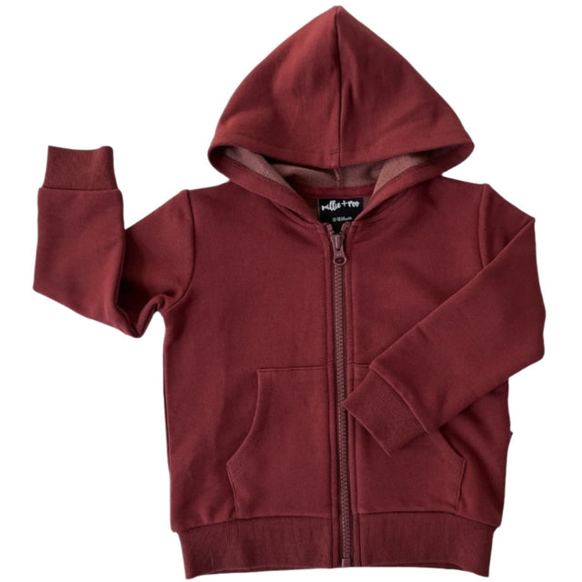 ZIP HOODIE- Oxblood Bamboo French Terry - HoneyBug 