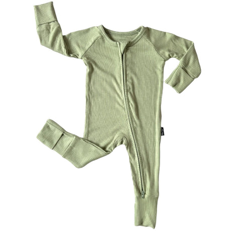 ZIP ROMPER - Pistachio Ribbed - HoneyBug 