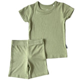 TWO PIECE SHORTIE SET- Pistachio Ribbed - HoneyBug 