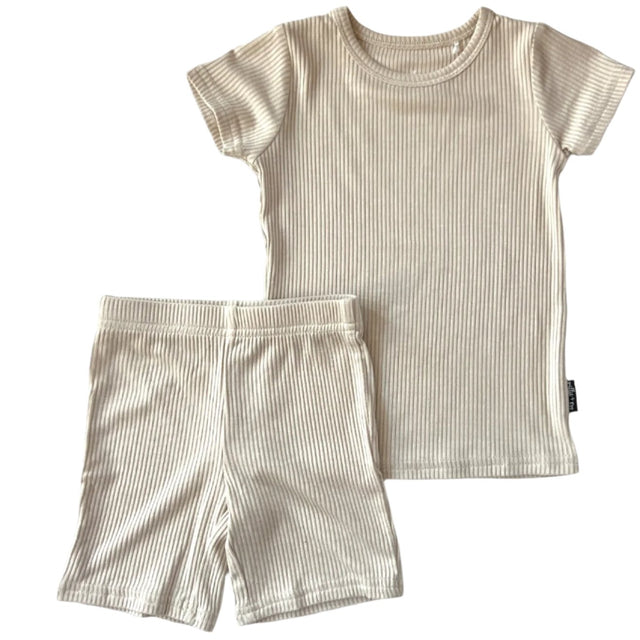 TWO PIECE SHORTIE SET- Clay Ribbed - HoneyBug 