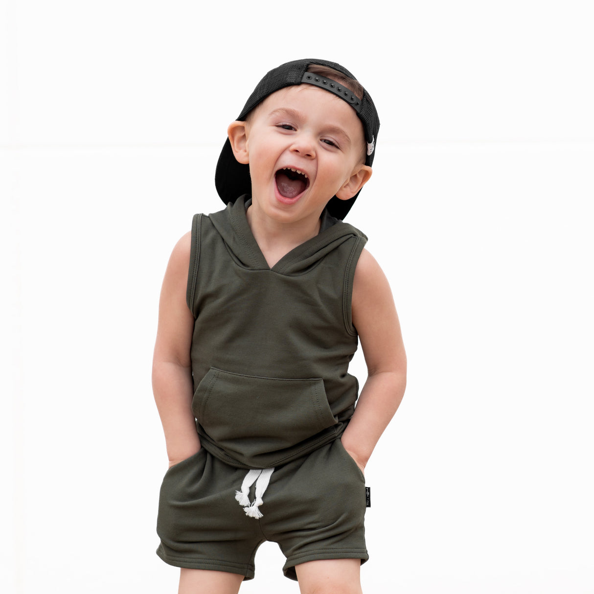 BAMBOO HOODIE TANK- Moss - HoneyBug 