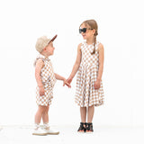 BAMBOO HOODIE TANK- Tan Check - HoneyBug 