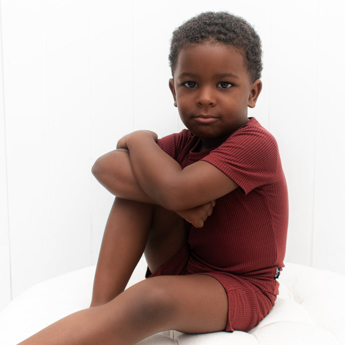 TWO PIECE SHORTIE SET- Oxblood Ribbed - HoneyBug 