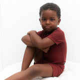 TWO PIECE SHORTIE SET- Oxblood Ribbed - HoneyBug 