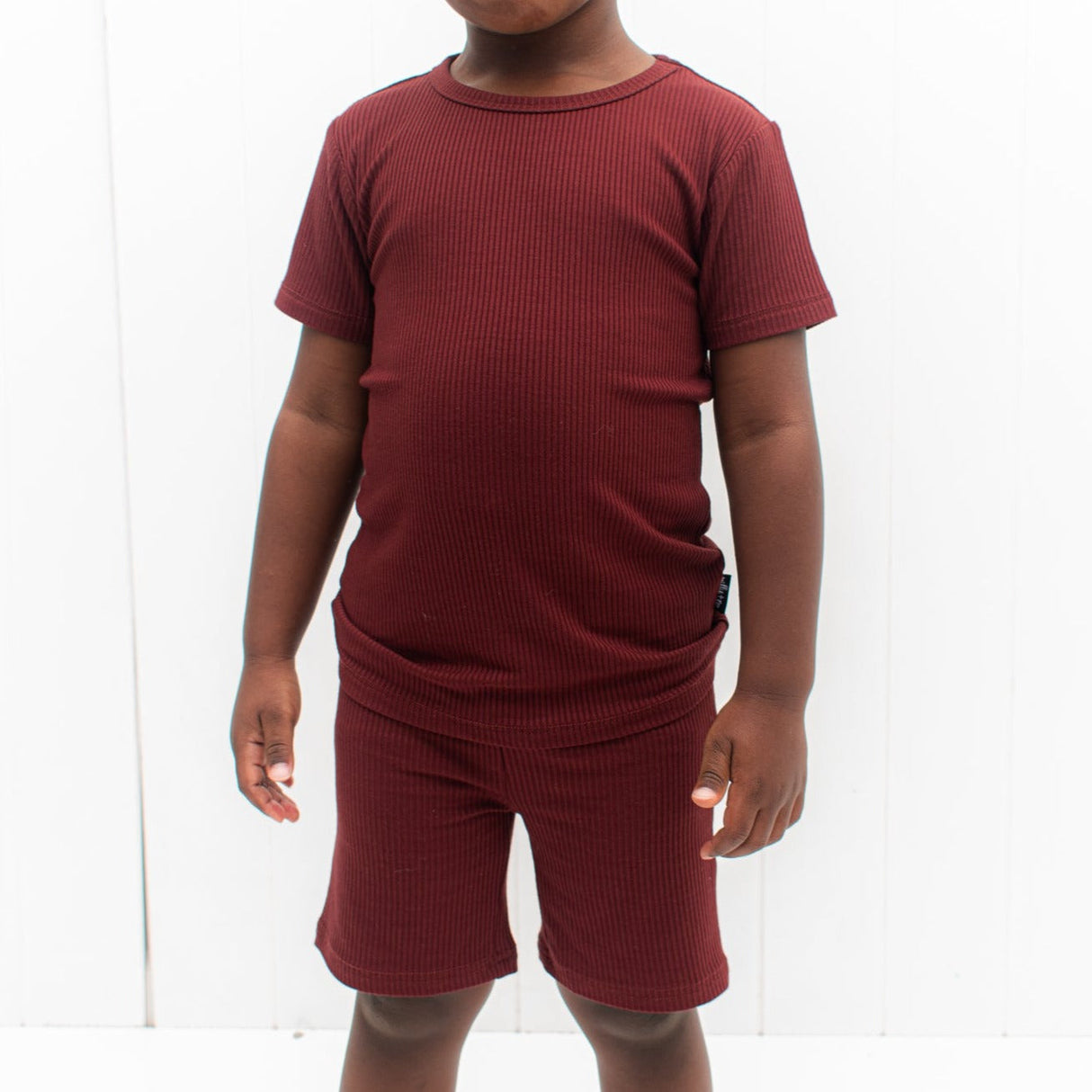 TWO PIECE SHORTIE SET- Oxblood Ribbed - HoneyBug 