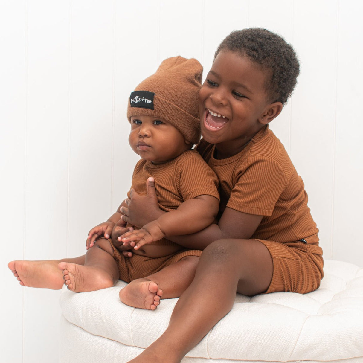 TWO PIECE SHORTIE SET- Bark Ribbed - HoneyBug 