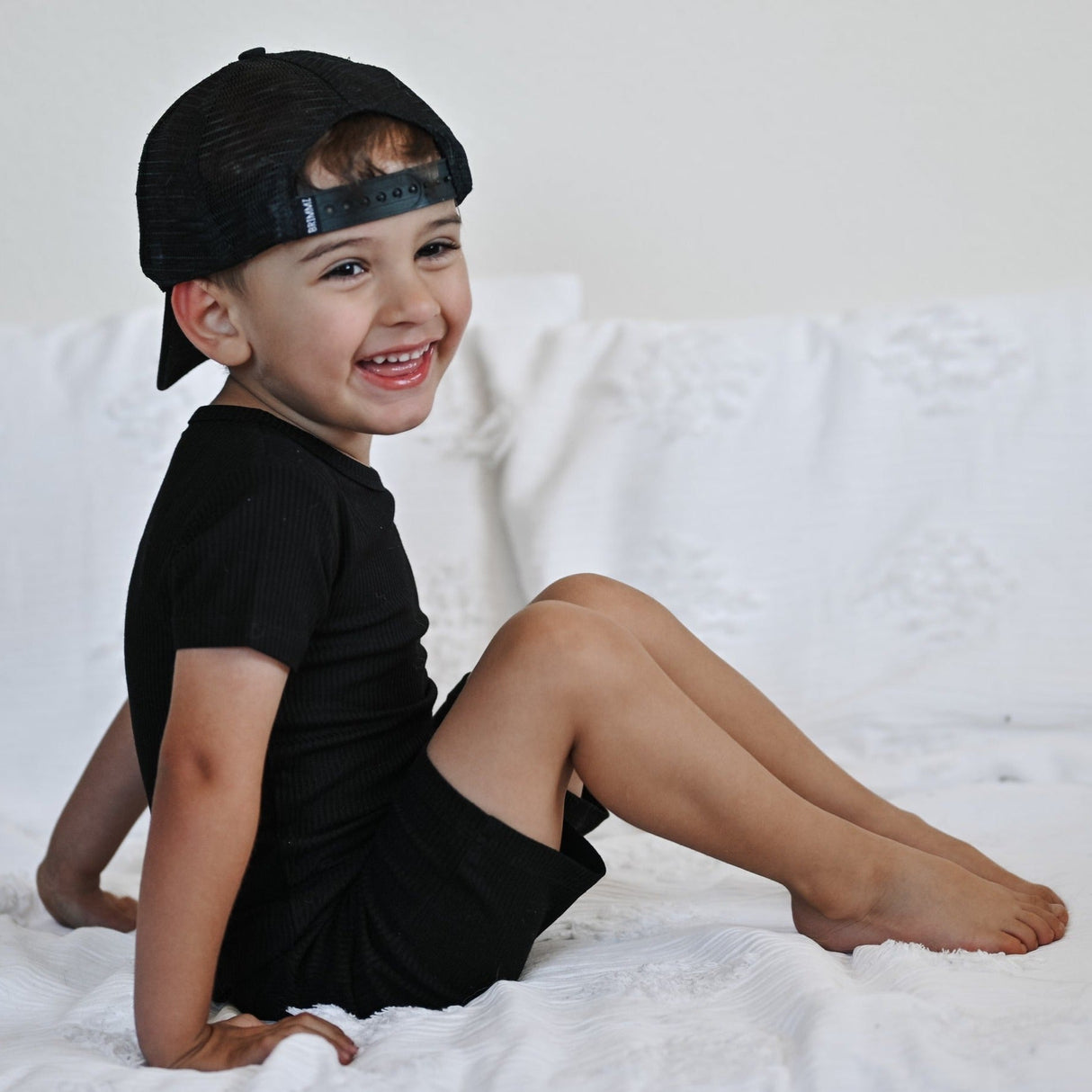 TWO PIECE SHORTIE SET- Midnight Ribbed - HoneyBug 