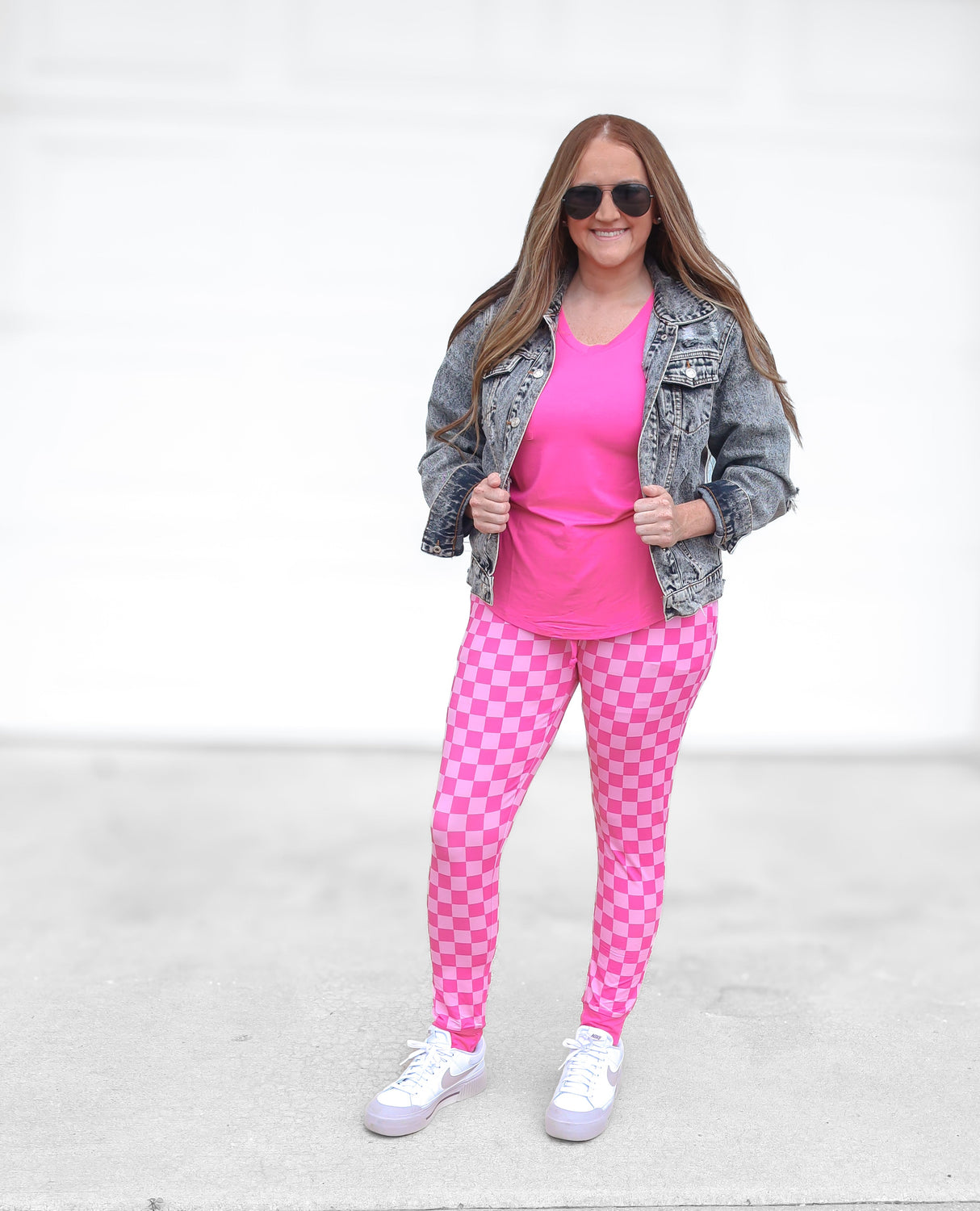 MAMA JOGGERS- Pink Check - HoneyBug 