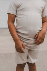TWO PIECE SHORTIE SET- Clay Ribbed - HoneyBug 
