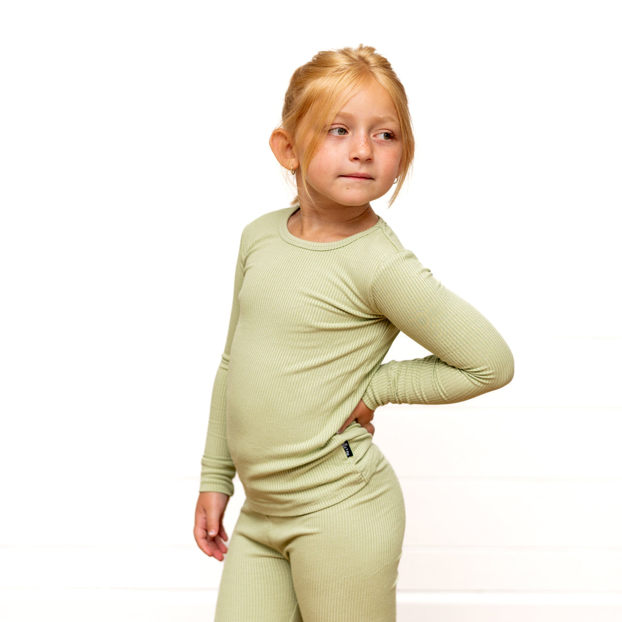 LONG SLEEVE 2 PIECE SETS- Pistachio Ribbed - HoneyBug 