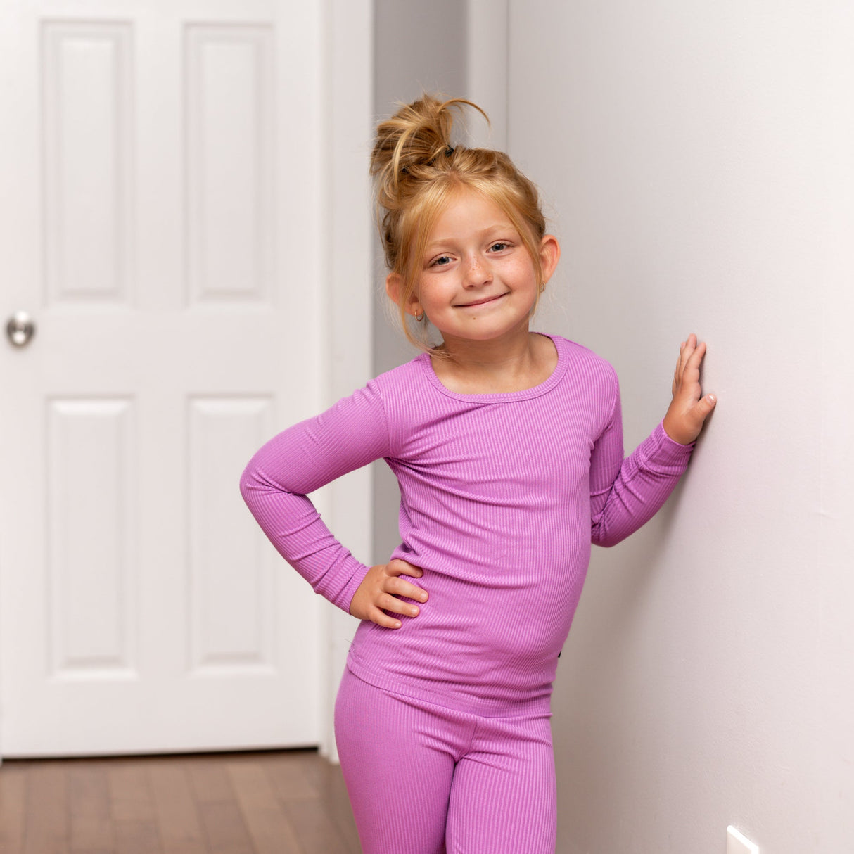 LONG SLEEVE 2 PIECE SETS- Lilac Ribbed - HoneyBug 