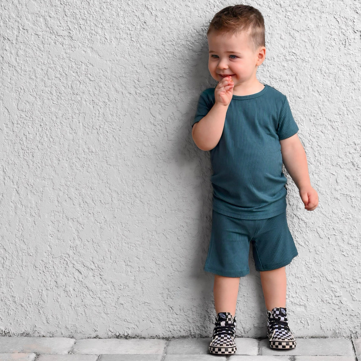 TWO PIECE SHORTIE SET- Peacock Ribbed - HoneyBug 