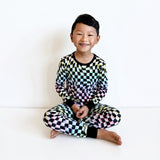 LONG SLEEVE 2 PIECE SETS- Neon Dizzy Check - HoneyBug 