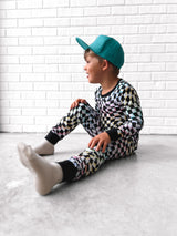 LONG SLEEVE 2 PIECE SETS- Neon Dizzy Check - HoneyBug 