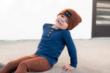 HENLEY LONG SLEEVE- Navy - HoneyBug 