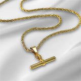 Rope Chain Bar Pendant Necklace - HoneyBug 