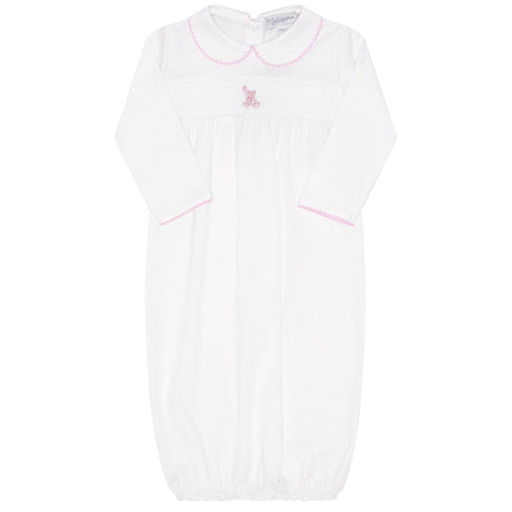 Pink Bear Embroidery Gown - HoneyBug 