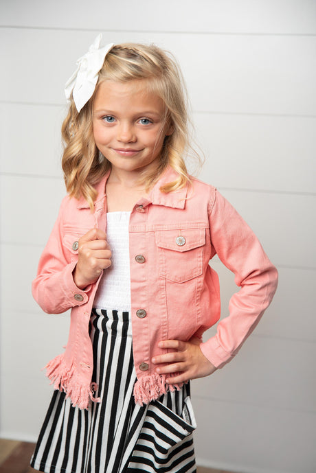 Pink Fringe Jacket - HoneyBug 