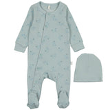 Star Print Footie- Ice Blue - HoneyBug 