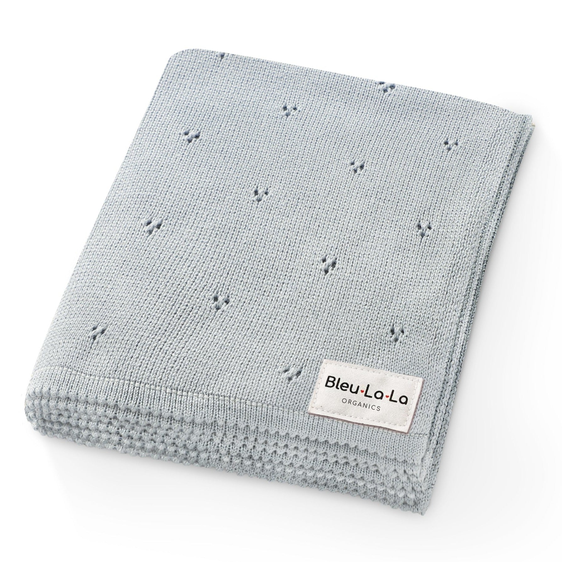Organic Pointelle Knit Swaddle Blanket - Sky Blue - HoneyBug 