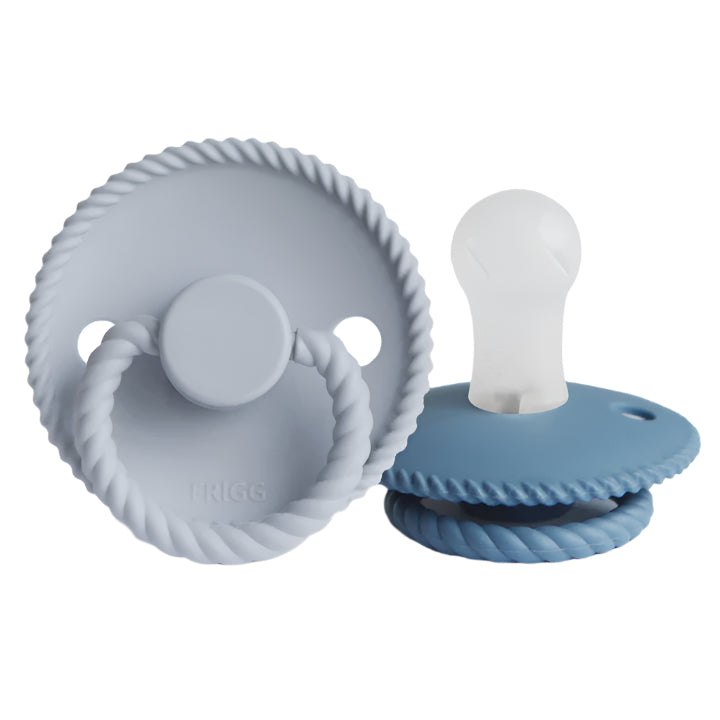 FRIGG Rope Silicone Pacifier 2-Pack - Powder Blue/Ocean View - HoneyBug 