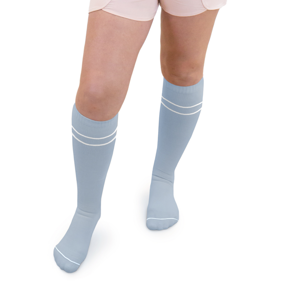 Premium Maternity Compression Socks (2Pack) Stone Blue & Black