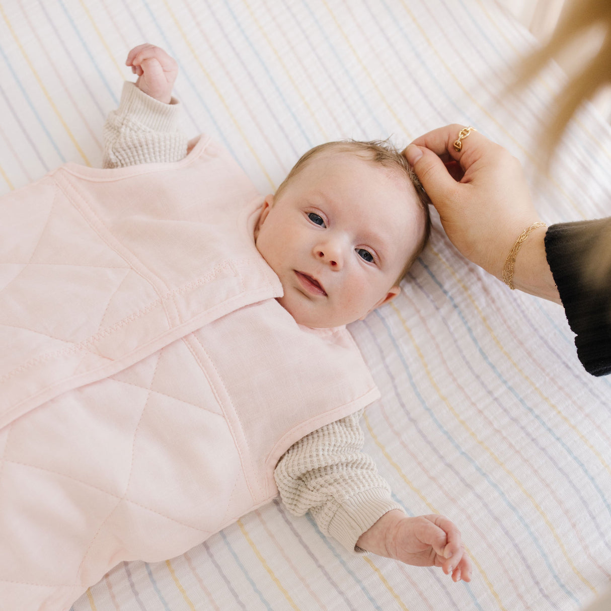 Cotton Muslin Quilted Sleep Bag - Light Pink - HoneyBug 