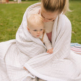 Cotton Muslin Quilted Throw - Tan Gingham - HoneyBug 