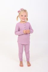 DELILAH || THERMAL BABY LONG SLEEVE HENLEY TOP AND BOTTOM SET