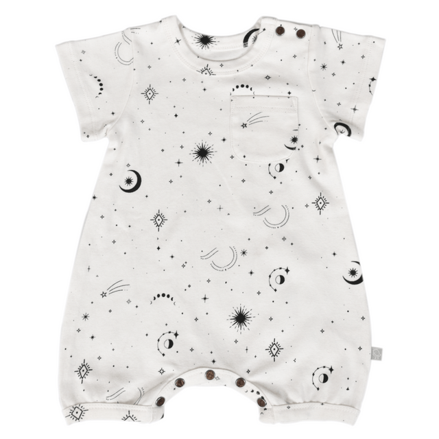 short sleeve romper | celestial - HoneyBug 