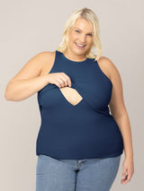 Ribbed Bamboo Racerback Nursing Tank | Navy - HoneyBug 