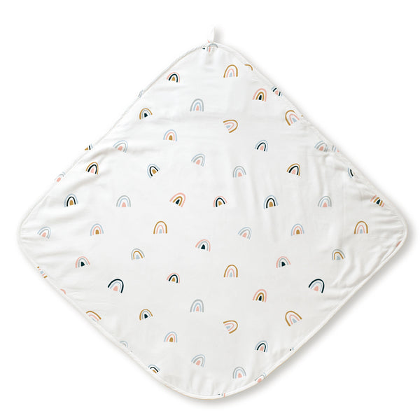 Organic Cotton Hooded Baby Towel & Poncho - Rainbow - HoneyBug 